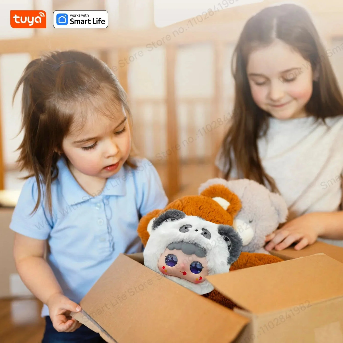 AI Plush Robot w/LED Eyes & Voice Control,Interactive Smart Toy Companion for Kids